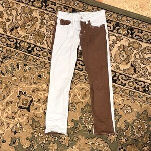 Abercrombie Kids High-Rise Straight Jeans in White and Brown